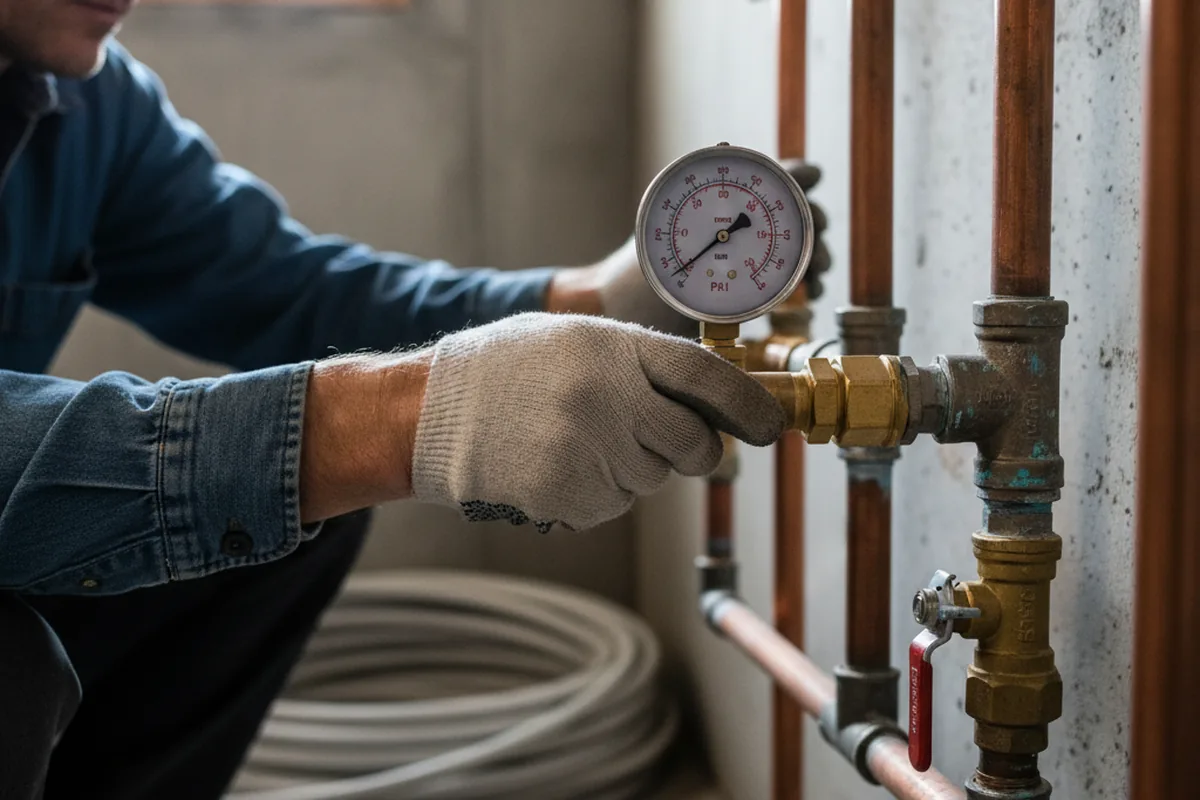 Pressure testing a repaired line during Water Line Repair in Milledgeville